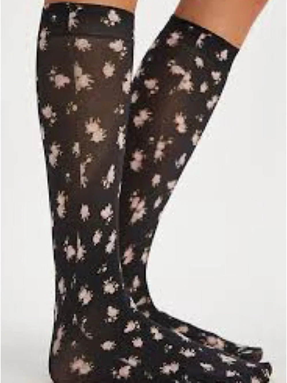 NWT For Love And Lemons Black Floral Knee-High Hosiery
